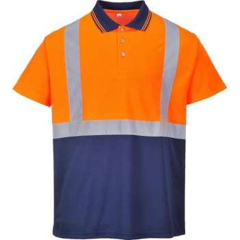 Poloshirt Oranje / Blauw hogezichtbaarheid Maat 3XL