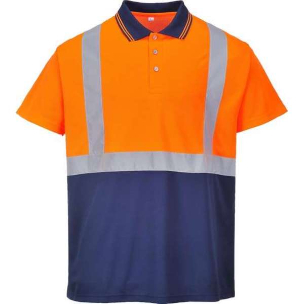 Poloshirt Oranje / Blauw hogezichtbaarheid Maat 3XL