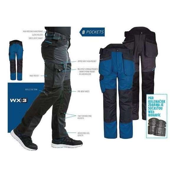 Portwest T702 - WX3 Broek met holsterzakken Mol grijs Maat:36 M/L +gratis kniestukken