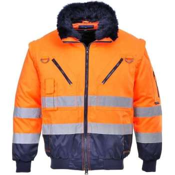 Pilotjack 3in1 Oranje/blauw met reflectiestrepen Portwest PJ50.