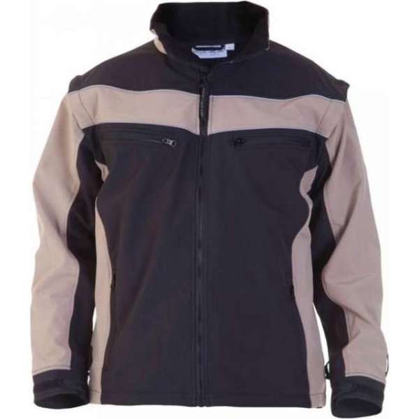 Hydrowear softshell jas, jack, werkjas rome khaki/zw L