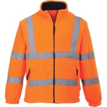 Fleece jack F300 Oranje met reflectie strepen Maat M