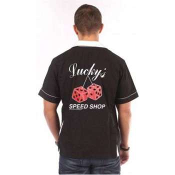 Lucky's Speed Shop Bowling Shirt Black - M