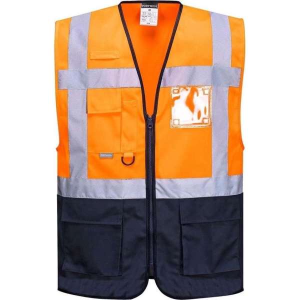 Portwest C476 HiVis Verkeersvest Fluororanje/Marineblauw Maat XL