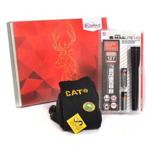 CAT & Maglite Cadeaubox   -  Maglite LED zaklamp en CAT Sokken