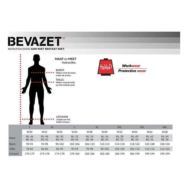 Havep 2096 Overall Zwart maat 64