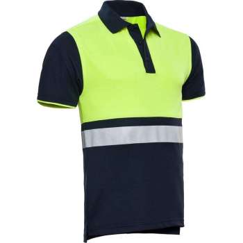 Santino Hivis poloshirt Hamburg - navy / fluor geel - maat 5XL