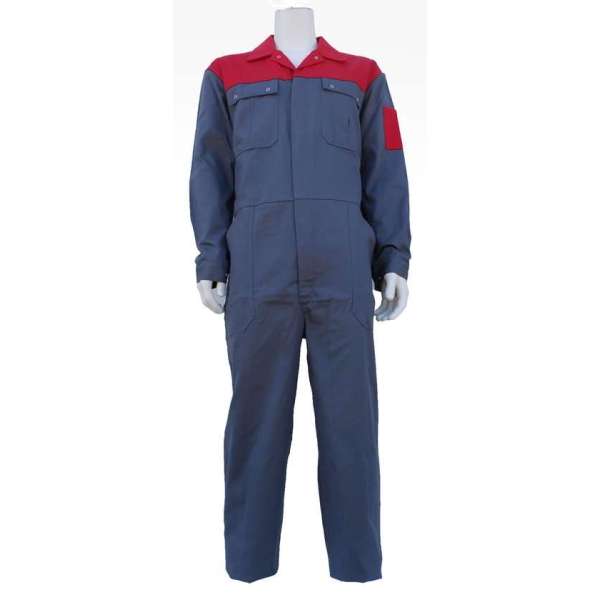 Yoworkwear Overall 100% katoen 2-kleurig grijs-rood maat 51