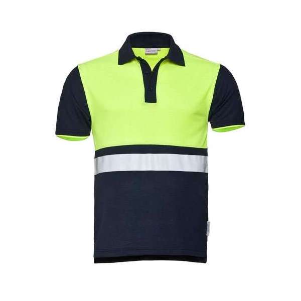 Santino Hivis poloshirt Hamburg - graphite / fluor geel - maat M