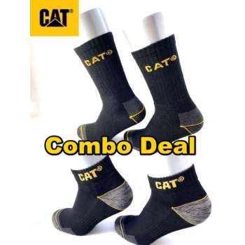 Cat Werksokken - COMBO DEAL - 6 Paar Hoog + 6 Paar Lage Werksokken - Zwart - 39/42