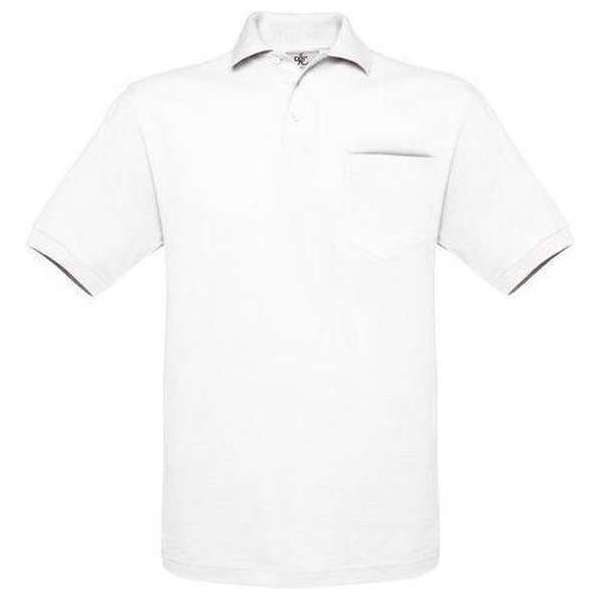 Polo B&C Safran Pocket Kleur White Maat XL (onbedrukt - 2 stuks)