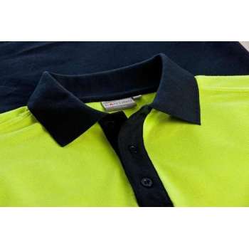 Santino Hivis poloshirt Hamburg - navy / fluor geel - maat L