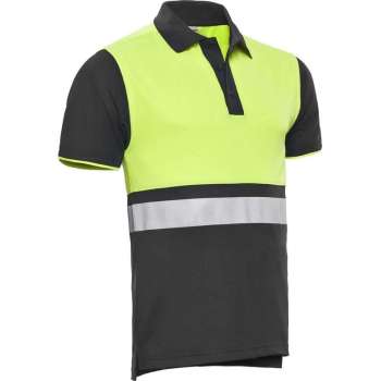 Santino Hivis poloshirt Hamburg - graphite / fluor geel - maat XXL