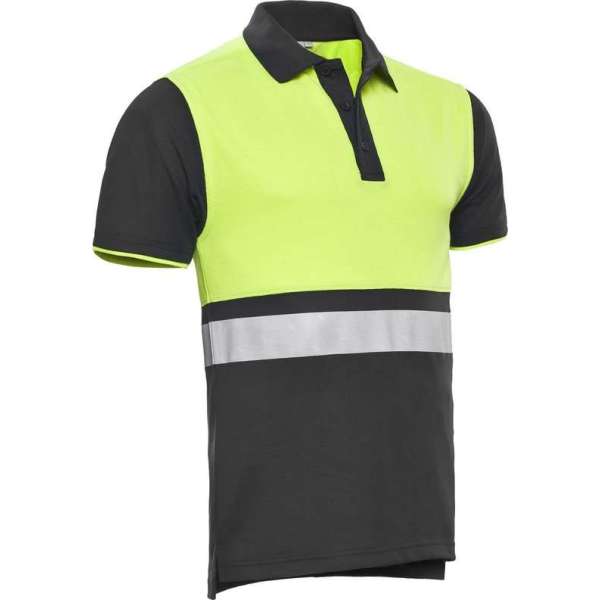 Santino Hivis poloshirt Hamburg - graphite / fluor geel - maat XXL