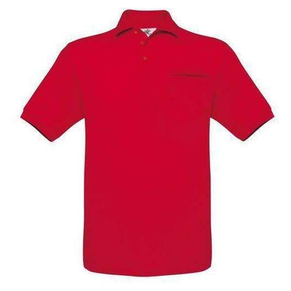 Polo B&C Safran Pocket Kleur Red Maat XL (onbedrukt - 2 stuks)