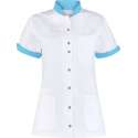 Haen / Ballyclare Dames Zorgjas Mila met tricot mouwinzet Wit/Magic Azur - Maat 2XL