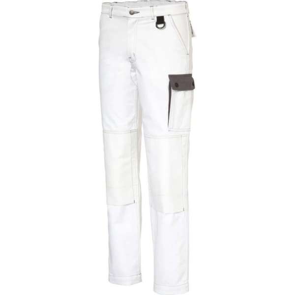 Ultimate Workwear - Schildersbroek PAXOS- 100% katoen 320gr/m2 met CORDURA 220gr/m2 - Tweekleurig Wit/Grijs