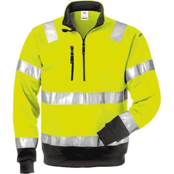 Fristads High Vis sweatshirt met korte rits 728 SHV, geel/zwart, maat L