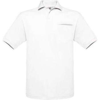 Polo B&C Safran Pocket Kleur White Maat XXL (onbedrukt - 2 stuks)