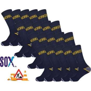 Work SOX 20 PACK Multipack Werksokken Katoen Sterk Absorberend Ademend met Comfortboord Marine 43/46