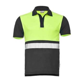 Santino Hivis poloshirt Hamburg - graphite / fluor geel - maat L