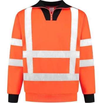 EM Traffic Zip sweater met col RWS - Fluor oranje - maat XS