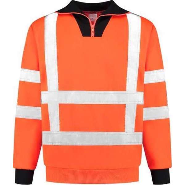 EM Traffic Zip sweater met col RWS - Fluor oranje - maat XS