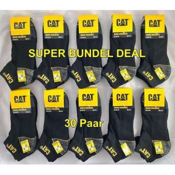 Cat Sneaker Werksokken - SUPER BUNDEL - 10 Pack - 30 PAAR - Zwart - 39/42 - 85% KATOEN !!!