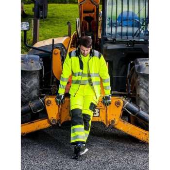 Portwest high visible werkbroek, type T501+gratis kniestukken Geel (Maat 34/M)