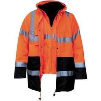 M-Wear 4-in-1 parka 0981 fluo oranje/marineblauw maat S