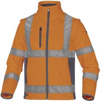 Delta Plus Hi-vis softshell jas stretch 2in1 - Fluor oranje | Geel - XL