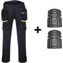 Portwest  holster werkbroek DX440 + gratis kniestukken Zwart Maat 30/ S EU: 46 FR:38