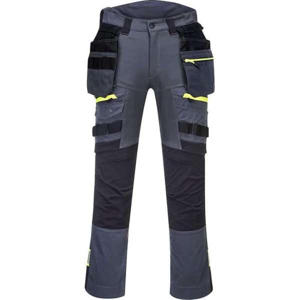 Portwest holster werkbroek DX440 + gratis kniestukken Grijs Maat 36/L EU:52 FR:46