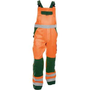 Dassy Profesional Workwear Hoge Zichtbaarheidsbretelbroek Met Kniezakken - Toulouse Fluo-oranje/flessengroen - Mt 62