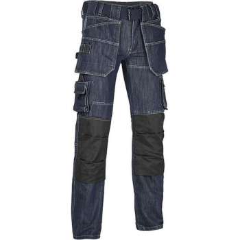 Denim Werkbroek Lengte 34 | met Afneembare Spijkerzakken | 4WORK - Malaga | Zwart/Blauw | Maat 33