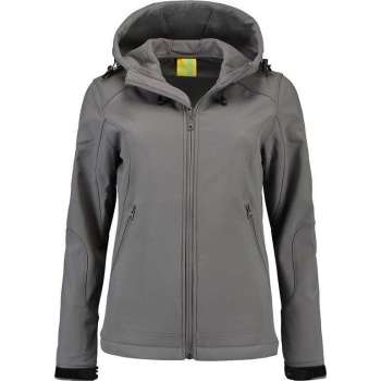 L&S Jas Capuchon Softshell Dames - Vrouwen - Grijs - XXL