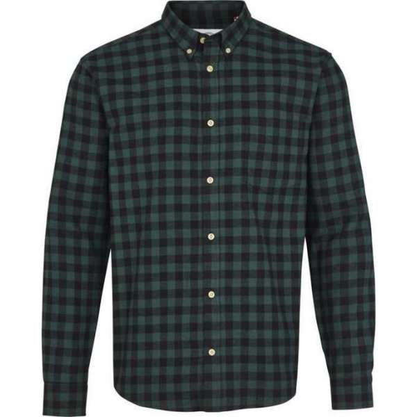 Kronstadt Heren Overhemd Johan Groen Ruit Flanel Slim Fit - XL