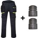 Portwest holster werkbroek DX440 + gratis kniestukken Zwart Maat 42/XL/XXL EU:58 FR:52