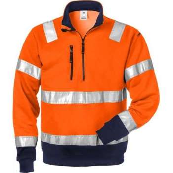 Fristads sweater BPV-728 fluorrood/zwart