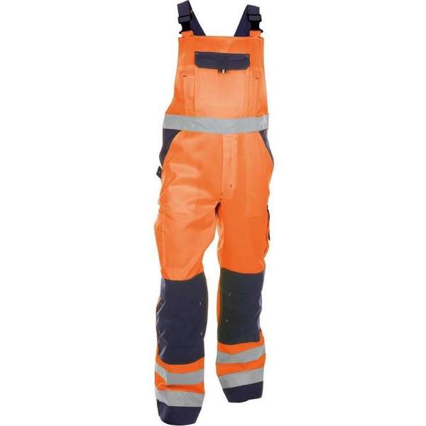 Dassy Profesional Workwear Hoge Zichtbaarheidsbretelbroek Met Kniezakken - Toulouse Fluo-oranje/marineblauw - Mt 62