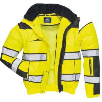 Hi-Vis Klassiek Bomberjack Met reflectie strepen - Maat L