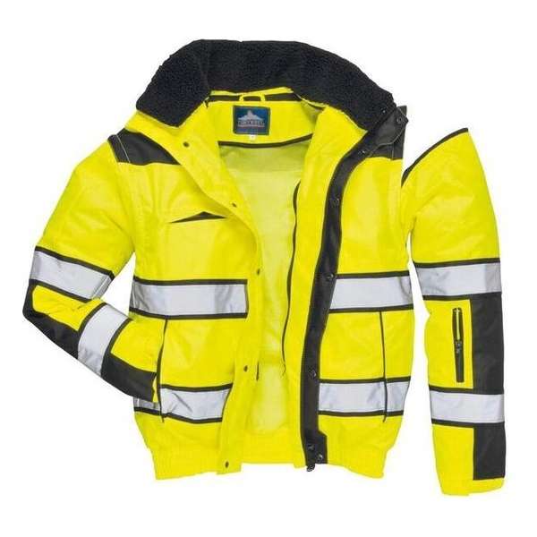 Hi-Vis Klassiek Bomberjack Met reflectie strepen - Maat L