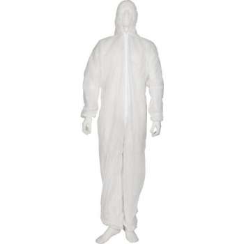 Allwear disposable overall PP capuchon met ritssluiting wit XXL 50st