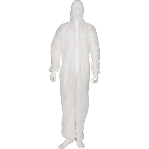 Allwear disposable overall PP capuchon met ritssluiting wit XXL 50st