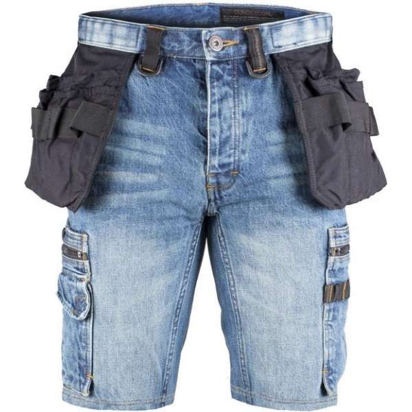 P55s Denim Shorts Stonewash , Stonewashed Blauw (0500), 3600