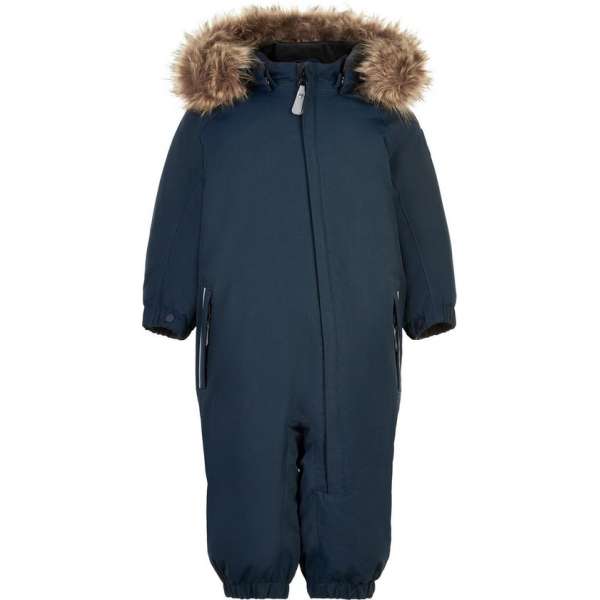 Color Kids - Coverall sneeuwpak met imitatiebont voor baby's - Colorblock - Donkerblauw - maat 92cm