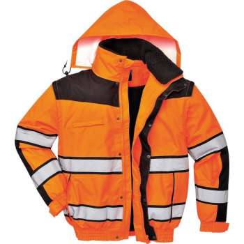 Portwest Hi-vis classic bomber jacket, Oranje/Zwart, Maat S