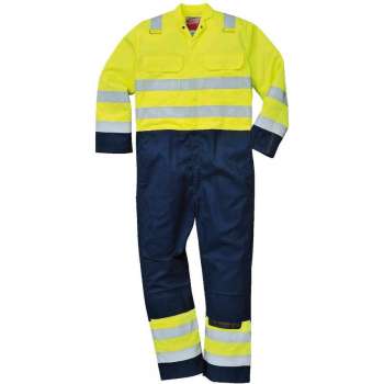 PORTWEST BIZ 7 HI-VIS VLAMVERTRAGEND ANTISTATISCHE OVERALL BIZWELD Geel/Navy Maat L