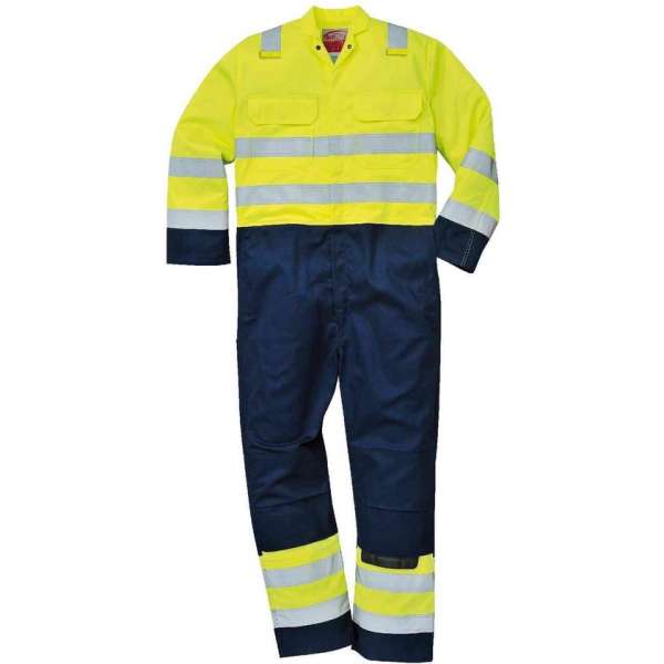 PORTWEST BIZ 7 HI-VIS VLAMVERTRAGEND ANTISTATISCHE OVERALL BIZWELD Geel/Navy Maat L