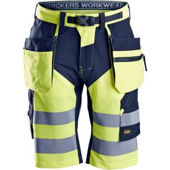 Snickers FlexiWork HV Korte Broek+ Holsterzakken  6933 - Mannen - Geel/Navy - 48